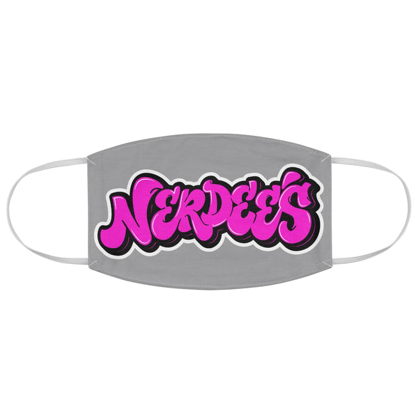 Nerdee's Original Pink Graffiti Logo Fabric Face Mask - Gray