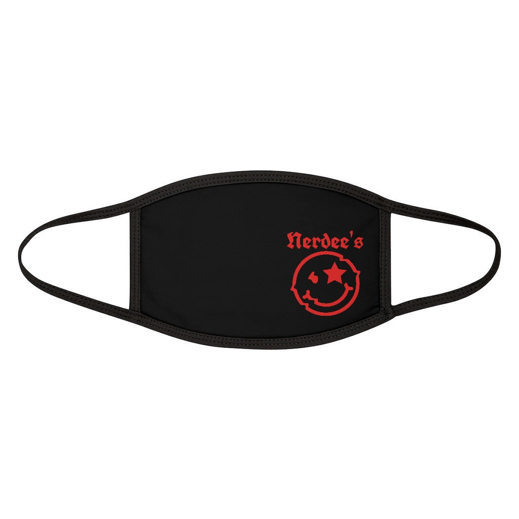 Nerdee's Mr. Smiley Logo (Red) - Mixed-Fabric Face Mask - Black