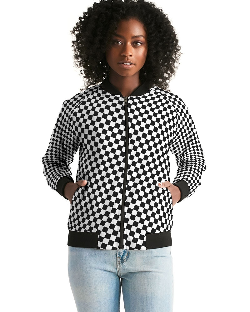 Checkerboard Women s Bomber Jacket Nerdee s