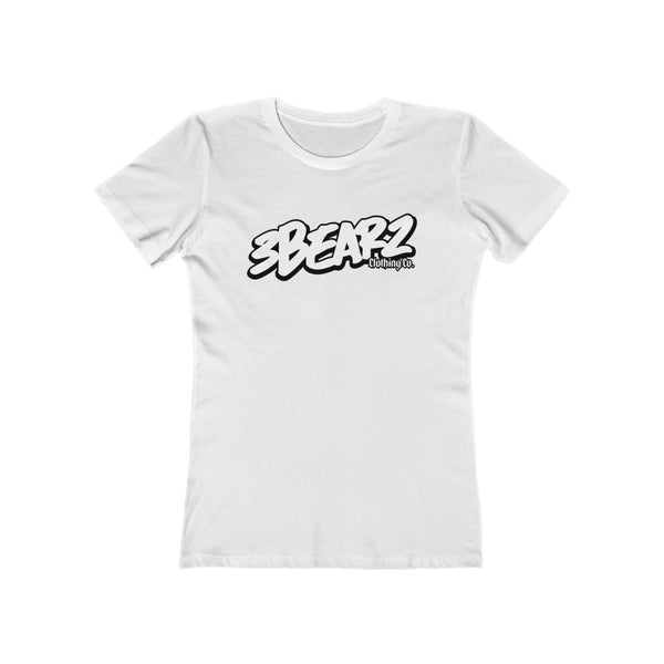 Nerdee's 3Bearz Clothing logo (White Design 01) - Women's The Boyfriend Tee