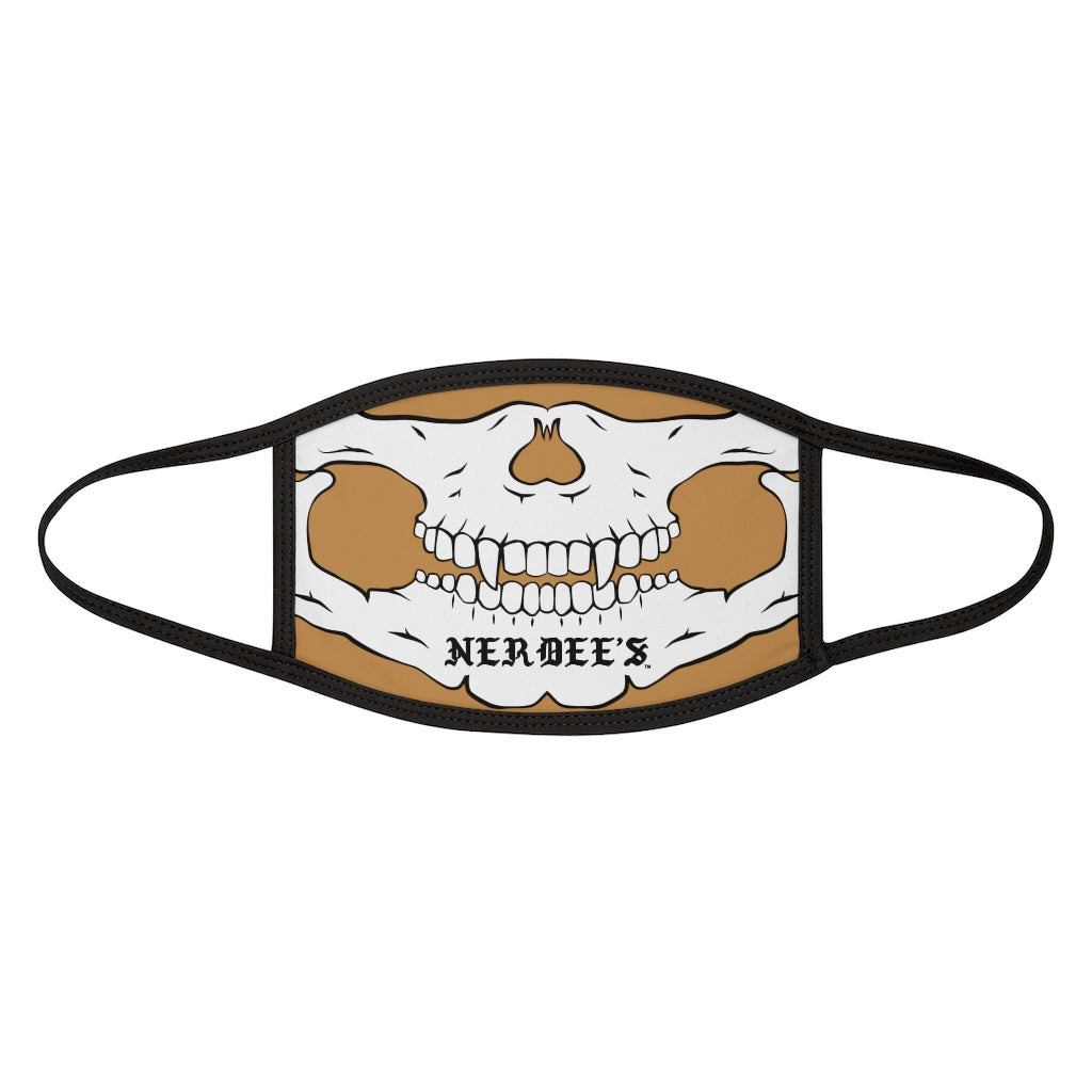 Nerdee's - "Skull Face" (WHT Design 02) - Mixed-Fabric Face Mask (Adult Large Fit) - Tan