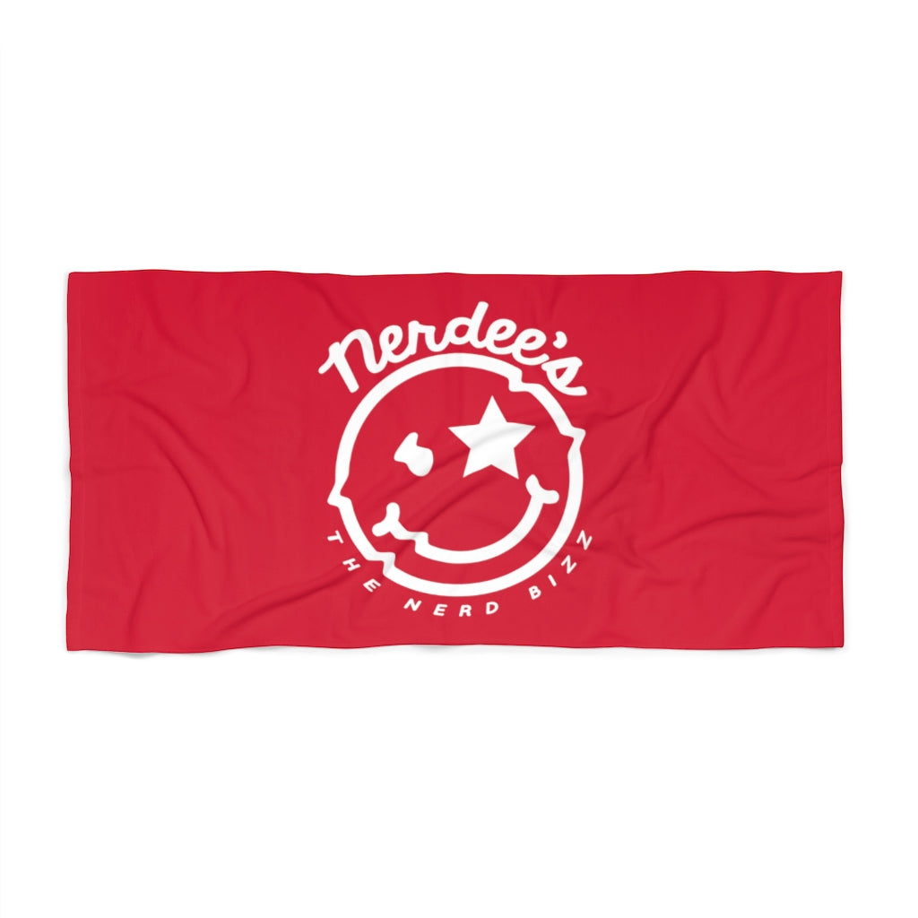Nerdee's Official Logo Beach Towel - Dark Red