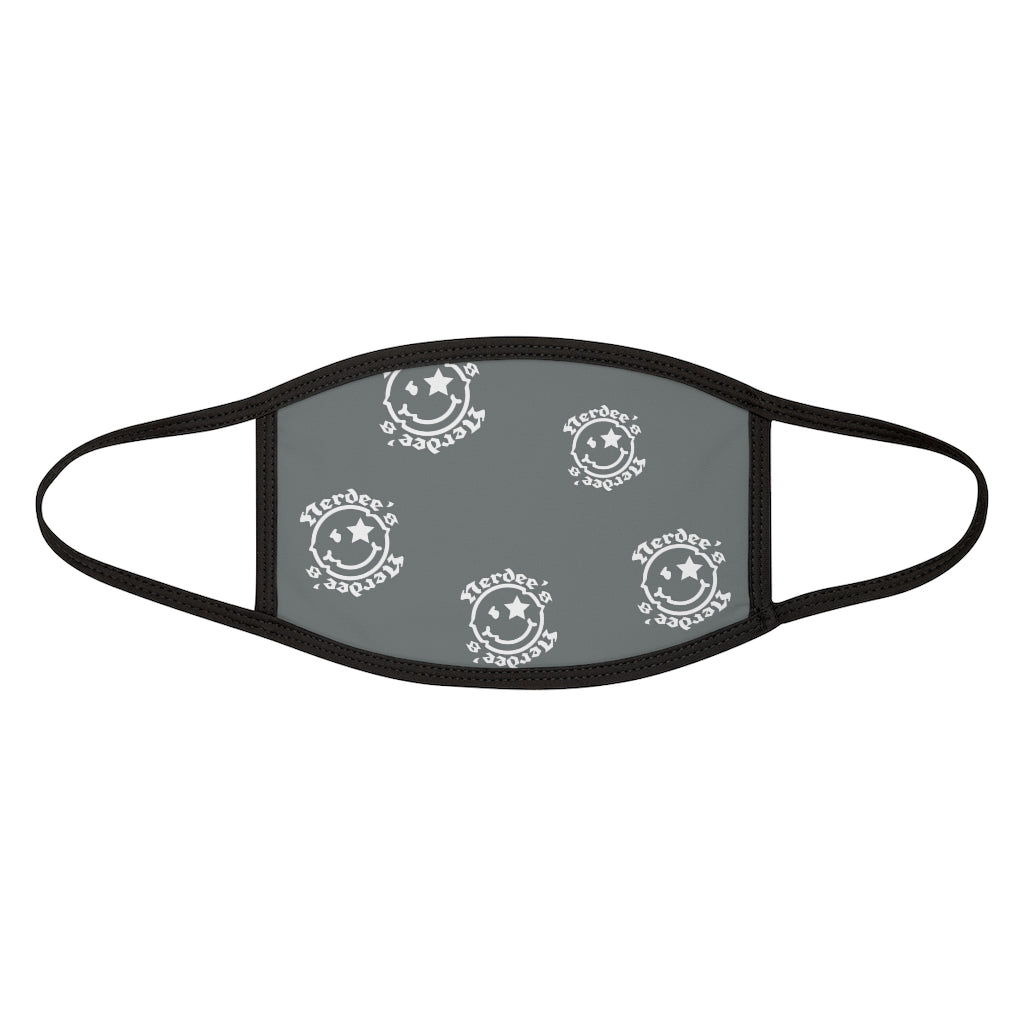 Nerdee's OE "Mr. Smiley" Logo (White Design 02) - Mixed-Fabric Face Mask - Dark Gray