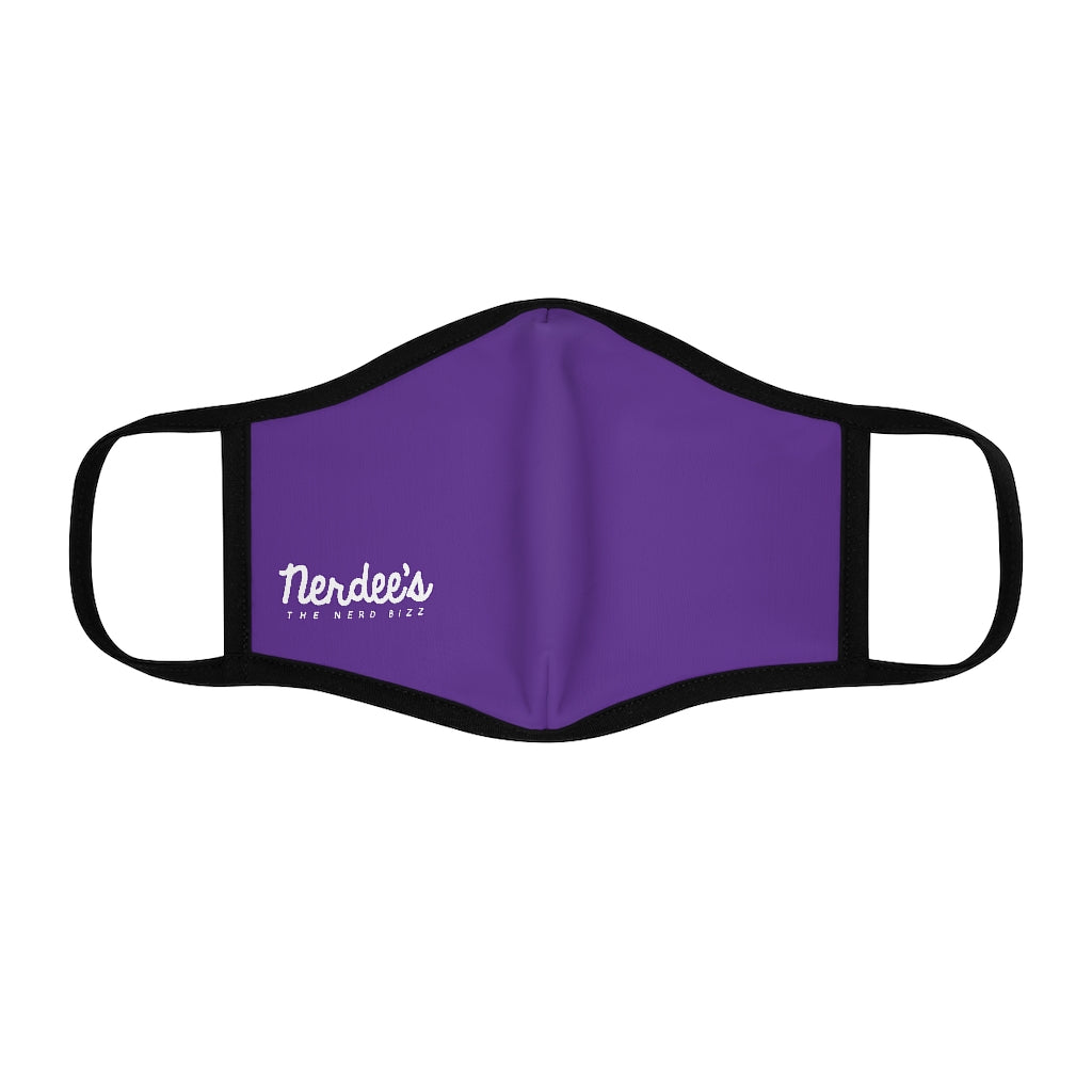 Nerdee's - The Nerd Bizz - Official Script Logo (White) - Fitted Polyester Face Mask - Dark Purple