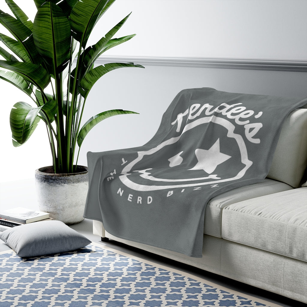 Nerdee's Official Logo - Velveteen Plush Blanket - Dark Gray