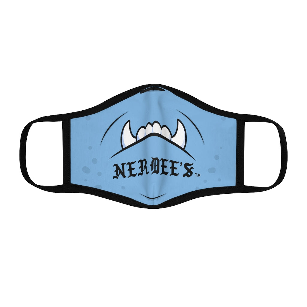 Nerdee's "Mean Underbite" (Design 01) - Fitted Polyester Face Mask - Light Blue