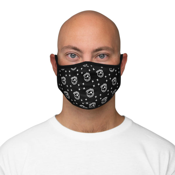 Nerdee's Official Logo Pattern (Design 01) - Fitted Polyester Face Mask - Black