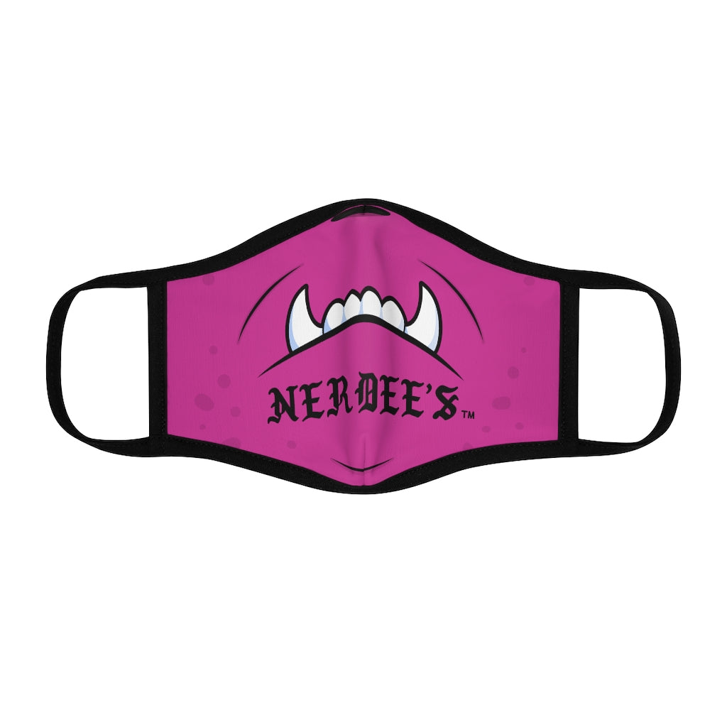 Nerdee's "Mean Underbite" (Design 01) - Fitted Polyester Face Mask - Hot Pink