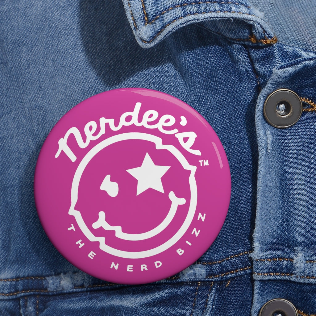 Nerdee's - The Nerd Bizz - Official  logo Collectible Pin Buttons - Hot Pink