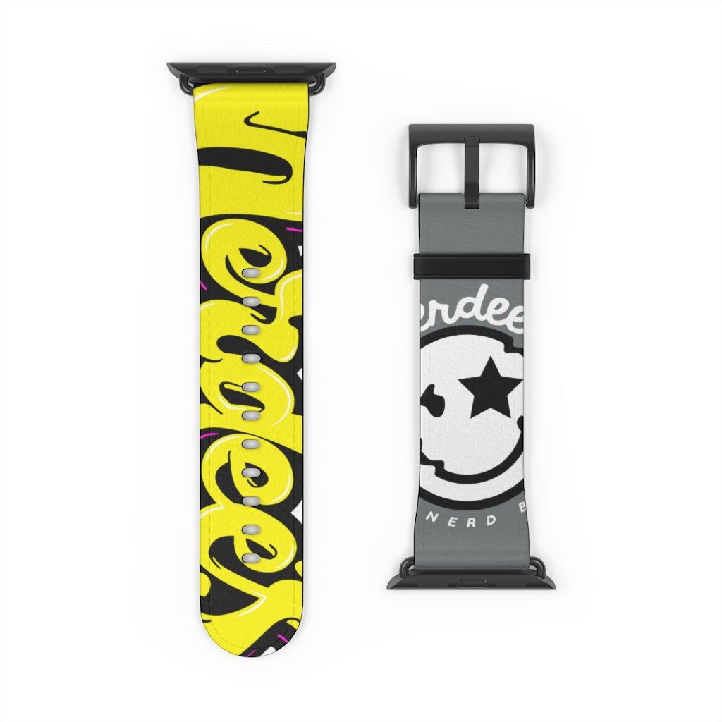 Nerdee's "Yellow Graffiti" Logo Watch Band - (Design 01) Dark Gray