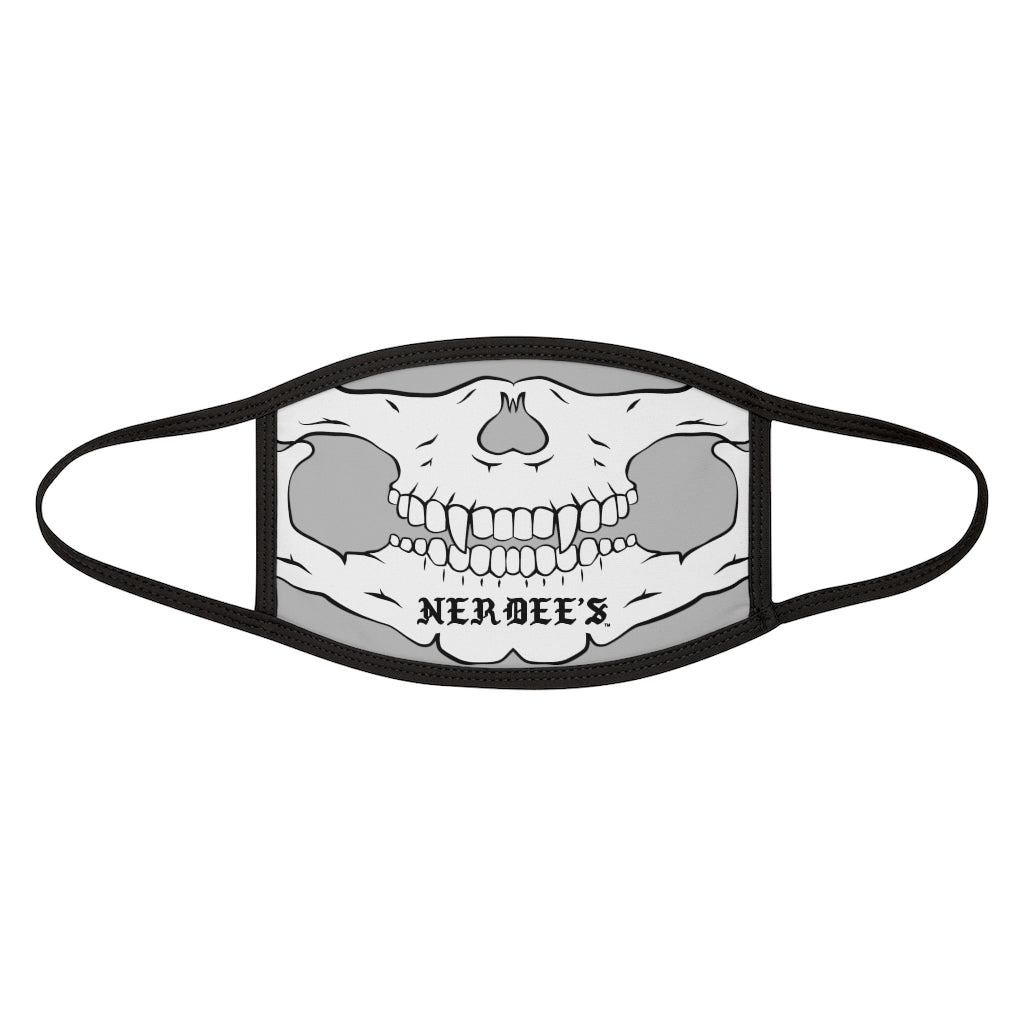 Nerdee's - "Skull Face" (WHT Design 02) - Mixed-Fabric Face Mask (Adult Large Fit) - Light Gray