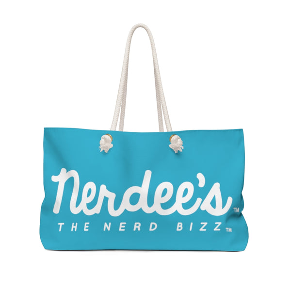 Nerdee's Official Logo  - Weekender Bag - Aqua/White