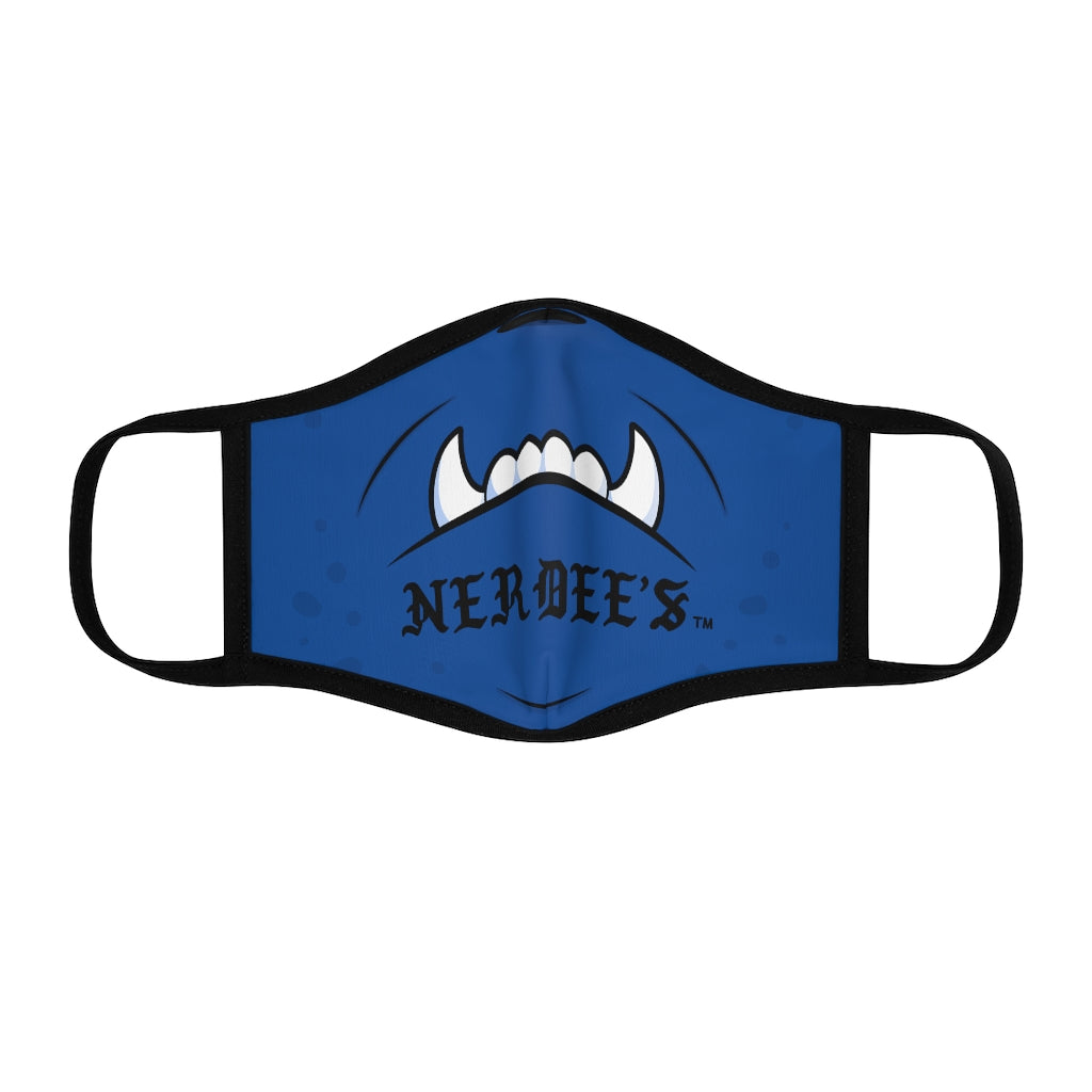 Nerdee's "Mean Underbite" (Design 01) - Fitted Polyester Face Mask - Blue