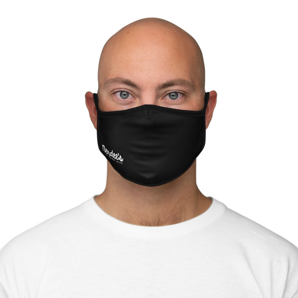 Nerdee's - The Nerd Bizz - Official Script Logo (White) - Fitted Polyester Face Mask - Black
