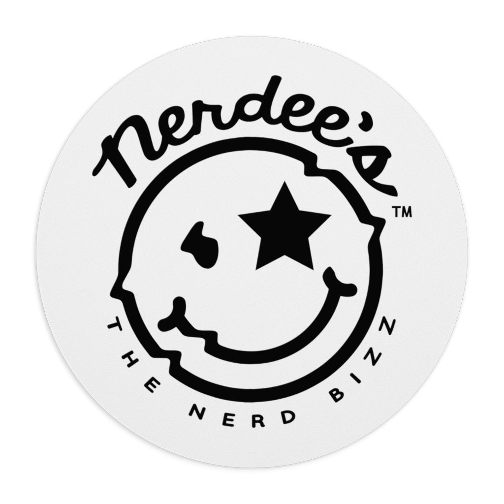 Nerdee's Official Logo Round Mousepad - White