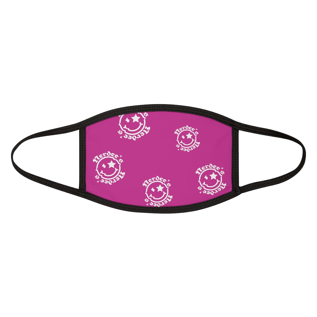 Nerdee's OE "Mr. Smiley" Logo (White Design 02) - Mixed-Fabric Face Mask - Hot Pink