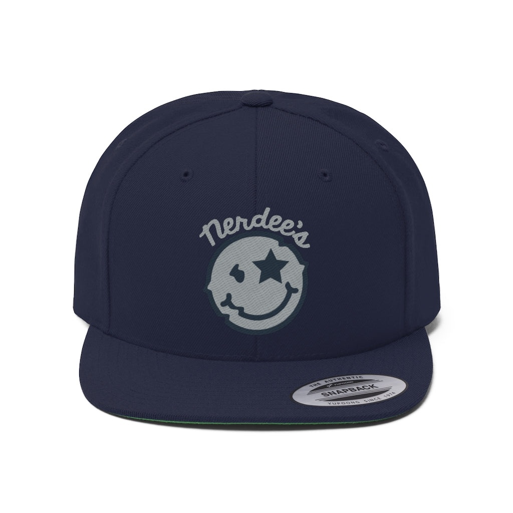 Nerdee's Official logo (SILVER/NAVY) - Unisex Flat Bill Hat