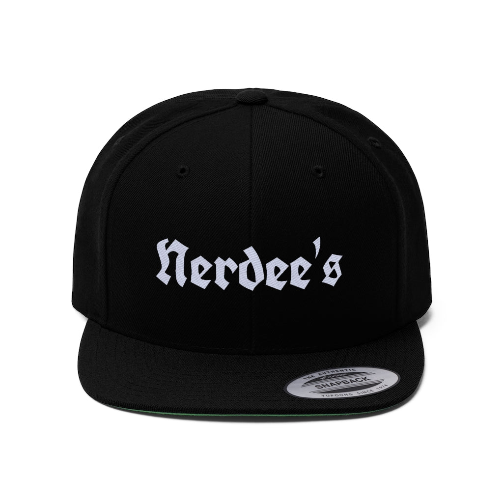 Nerdee's OE Logo (WHT) - Unisex Flat Bill Hat