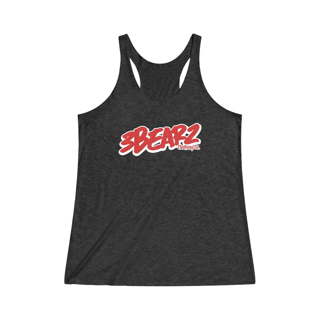 3Bearz Clothing Co. Logo  (RED Design 01) - Women's Tri-Blend Racerback Tank