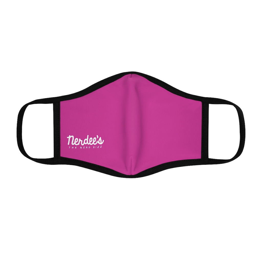 Nerdee's - The Nerd Bizz - Official Script Logo (White) - Fitted Polyester Face Mask - Hot Pink