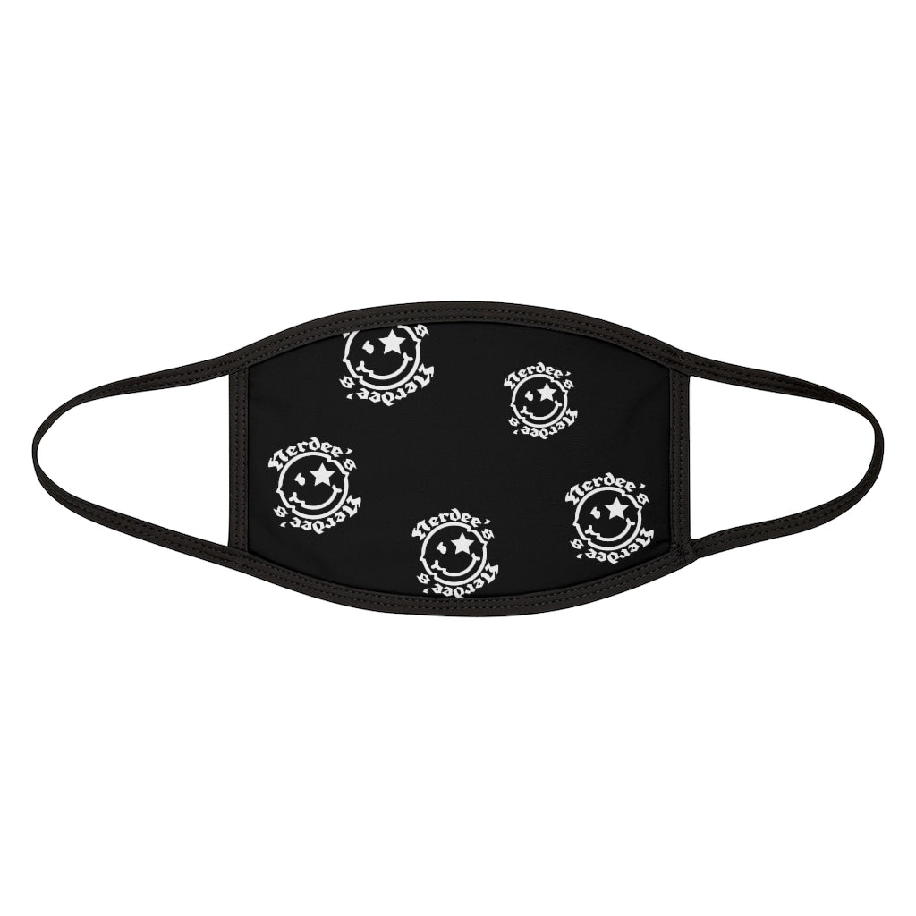 Nerdee's OE "Mr. Smiley" Logo (White Design 02) - Mixed-Fabric Face Mask - Black