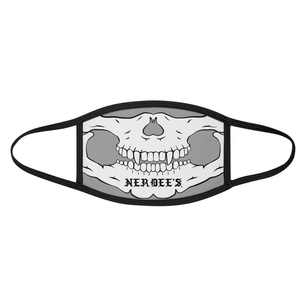 Nerdee's - "Skull Face" (WHT Design 02) - Mixed-Fabric Face Mask (Adult Large Fit) - Gray