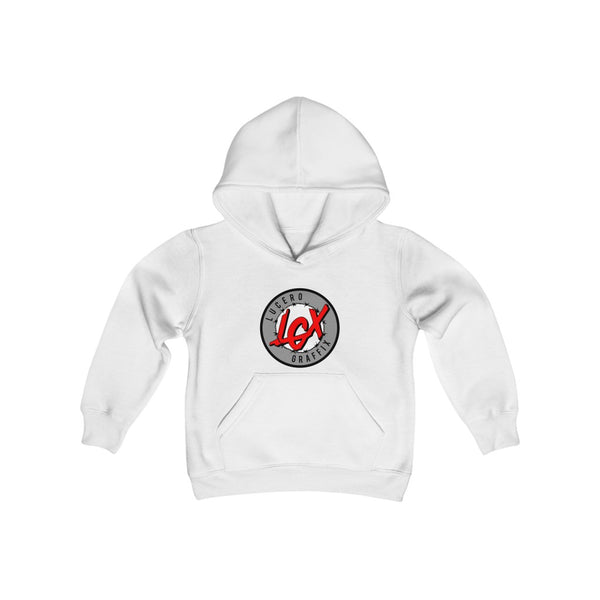 LGX GRY/RD Logo - Youth Heavy Blend Hooded Sweatshirt