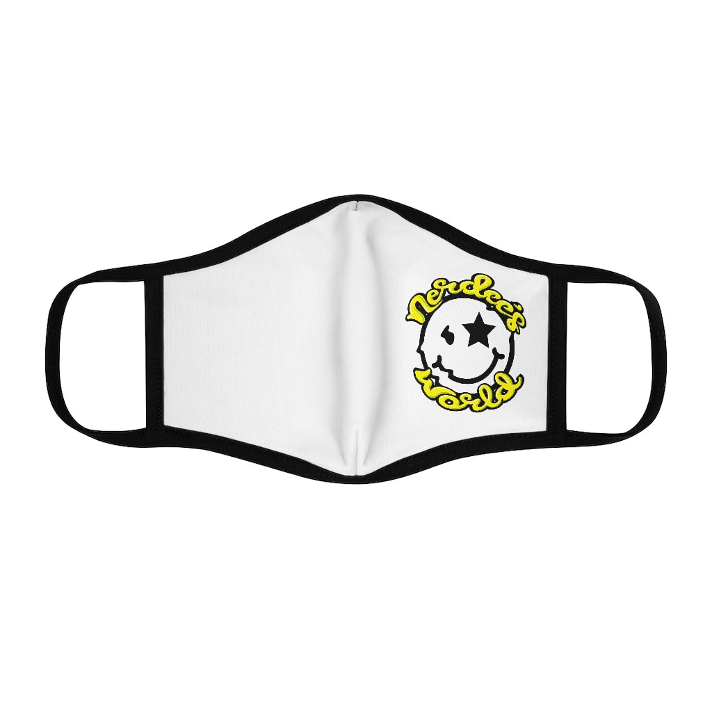 Nerdee's World Mr. Smiley Logo (Yel/Wht) - Fitted Polyester Face Mask