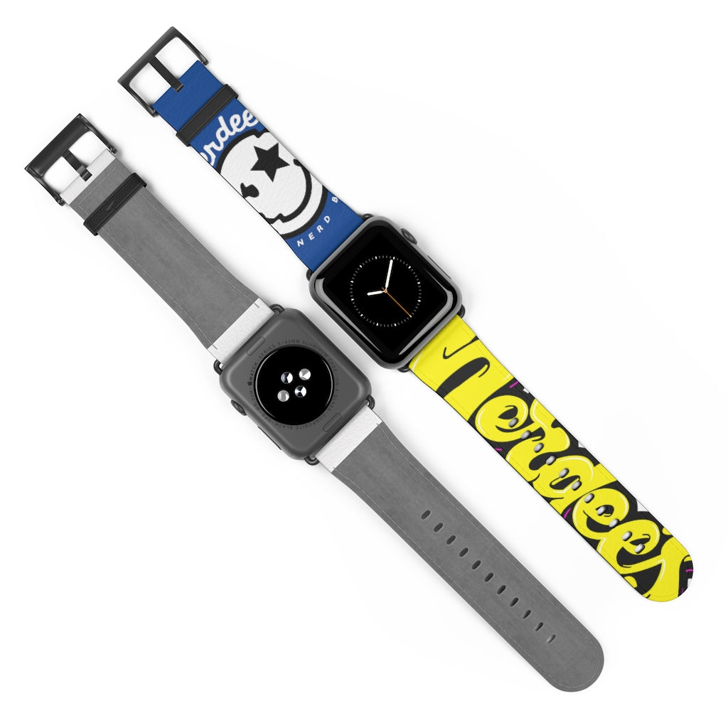 Nerdee's "Yellow Graffiti" Logo Watch Band - (Design 01) Blue