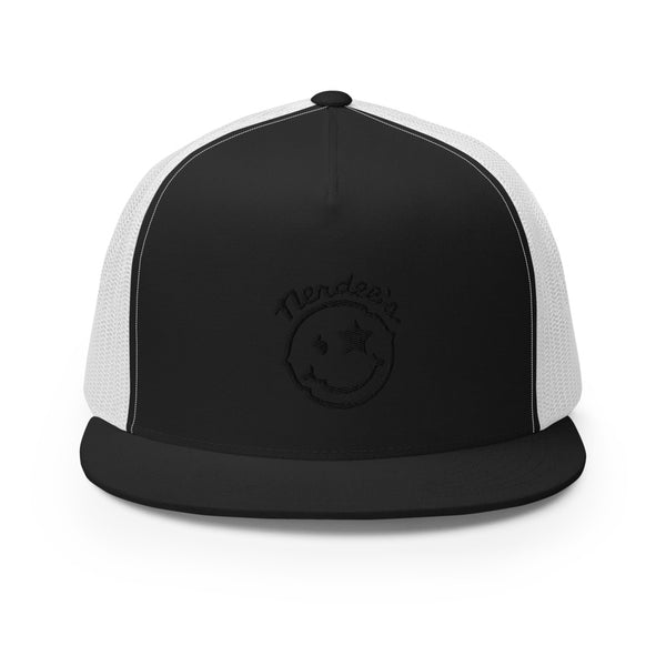 Nerdee's Official Logo (Black) - Flat Bill Trucker Cap