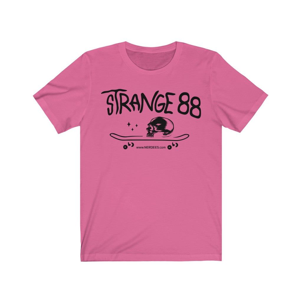 Strange 88 Retro Logo Tee "Skater Skull" (Black) - Unisex Jersey Short Sleeve Tee