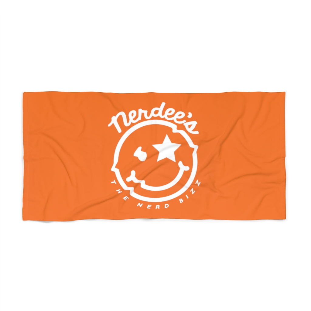 Nerdee's Official Logo Beach Towel - Bright Orange