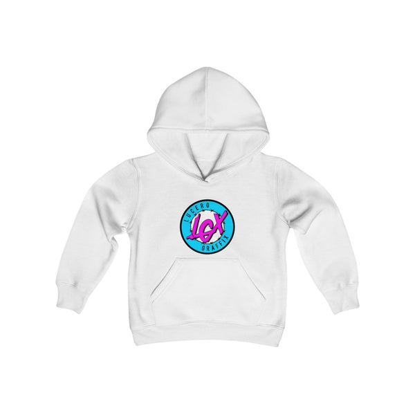 LGX BLK/AQU/PNK Logo - Youth Heavy Blend Hooded Sweatshirt