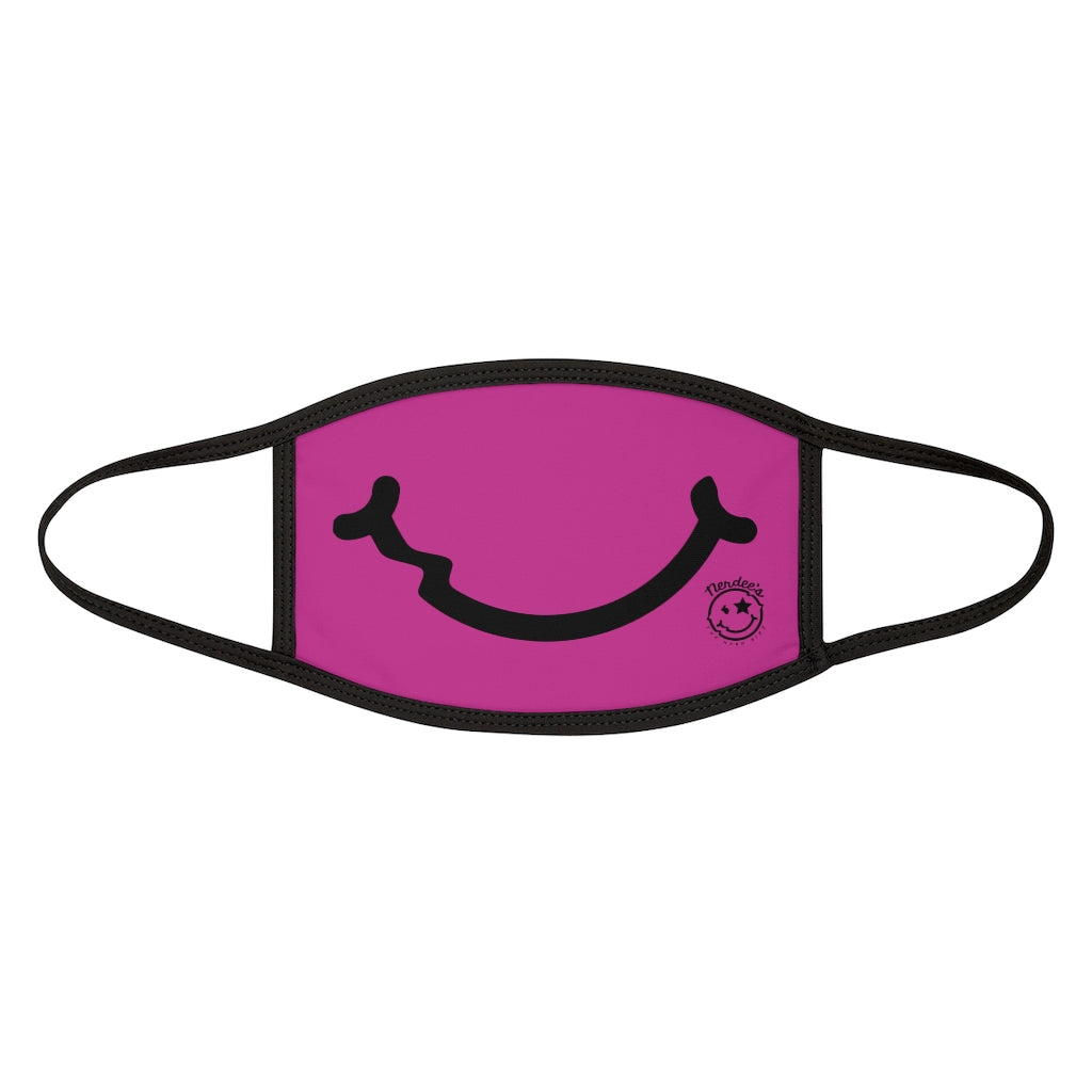 Nerdee's - "Smiley Face" with Logo (BLK Design 01) - Mixed-Fabric Face Mask - Hot Pink