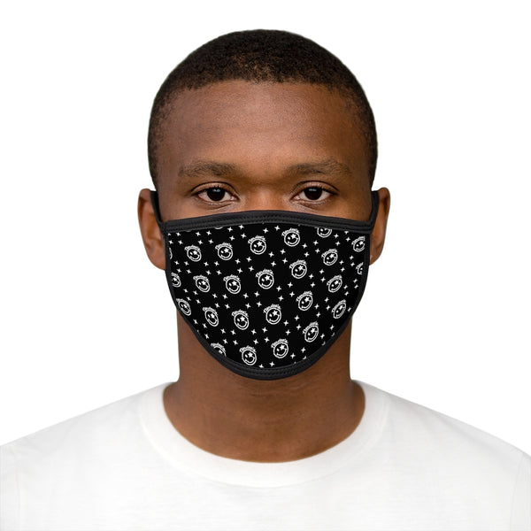 Nerdee's Official Logo Pattern (Design 01) - Mixed-Fabric Face Mask (Large/Adult Fit) - Black