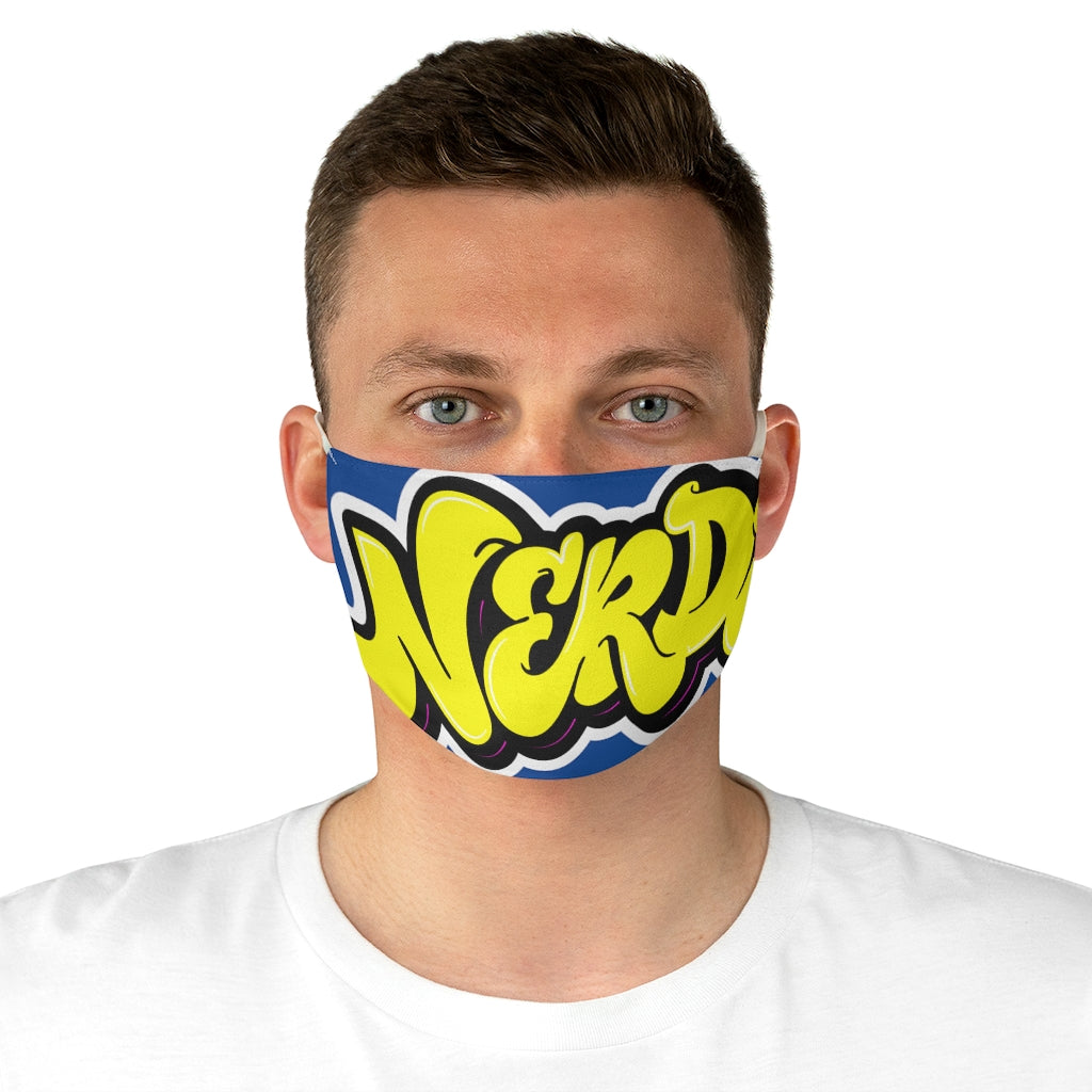 Nerdee's Yellow Logo Close-Up Fabric Face Mask - Blue