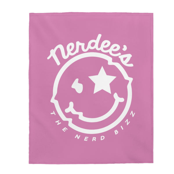 Nerdee's Official Logo - Velveteen Plush Blanket - Pink