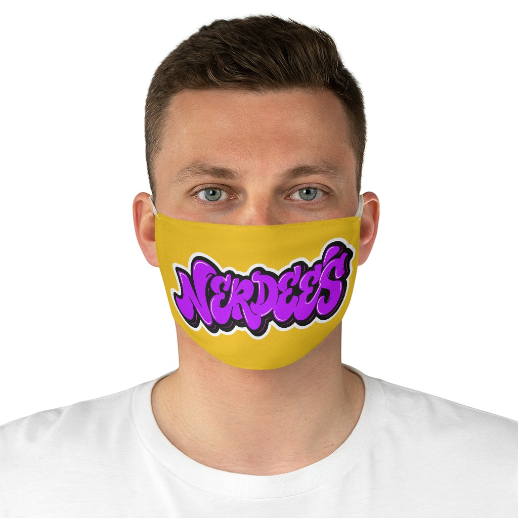 Nerdee's Purple Graffiti Logo Fabric Face Mask - Yellow