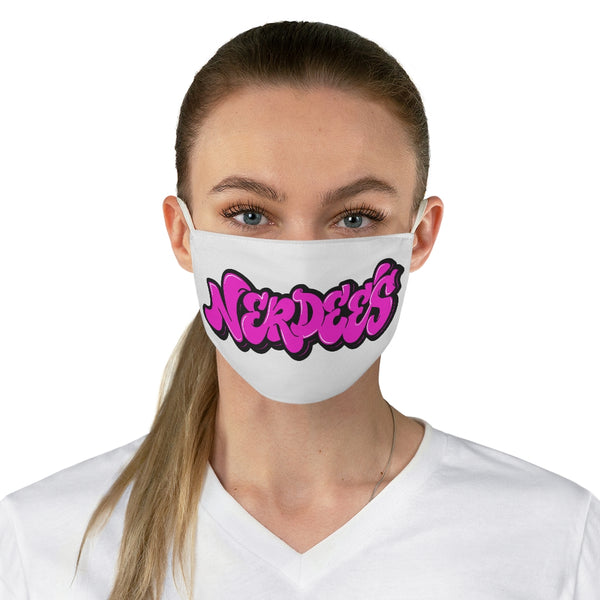 Nerdee's Original Pink Logo Fabric Face Mask - White