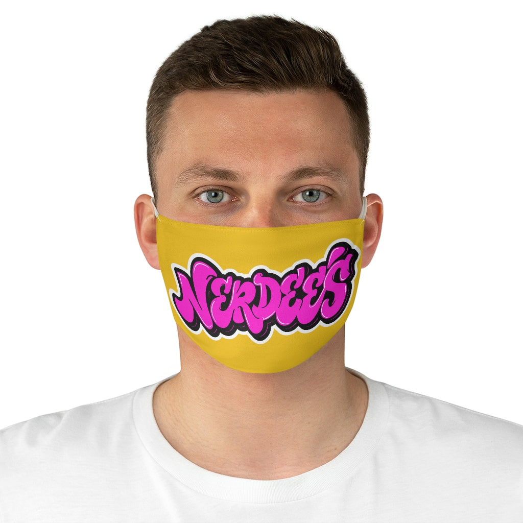 Nerdee's Original Pink Graffiti Logo Fabric Face Mask - Yellow