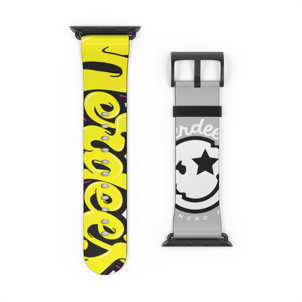 Nerdee's "Yellow Graffiti" Logo Watch Band - (Design 01) Light Gray