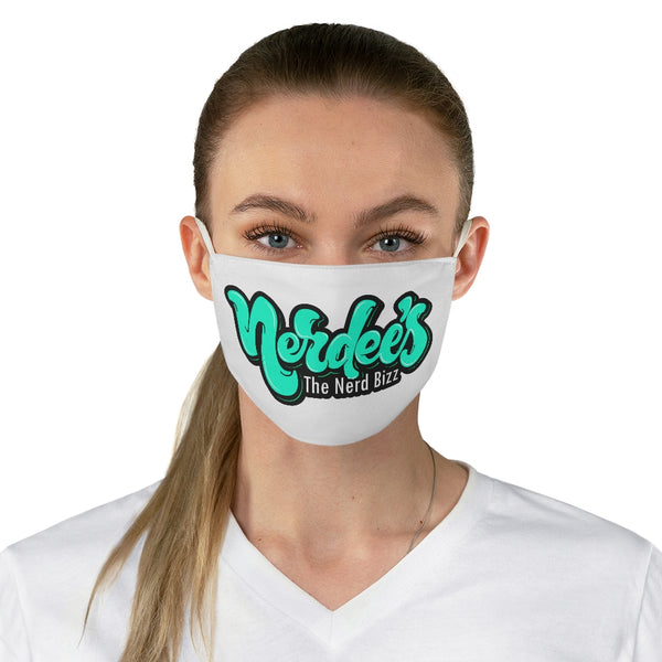 Nerdee's LT Green Logo Fabric Face Mask - White