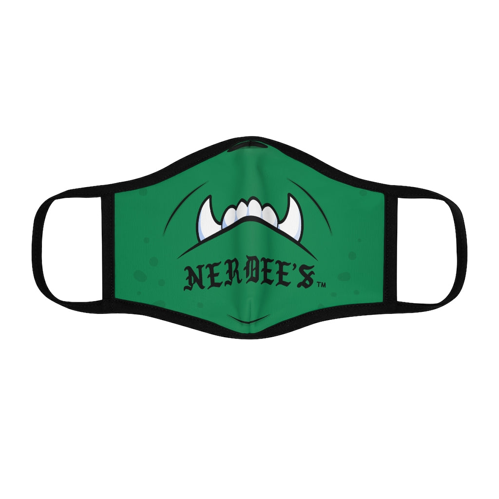 Nerdee's "Mean Underbite" (Design 01) - Fitted Polyester Face Mask - Green