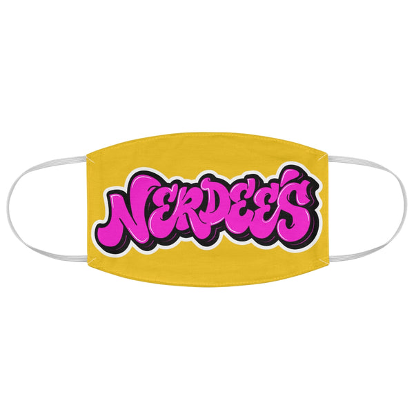 Nerdee's Original Pink Graffiti Logo Fabric Face Mask - Yellow