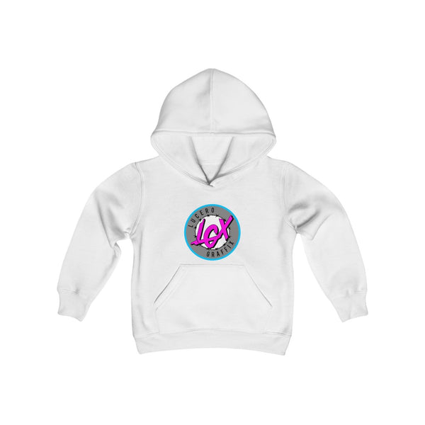 LGX AQU/GRY/PNK Logo - Youth Heavy Blend Hooded Sweatshirt