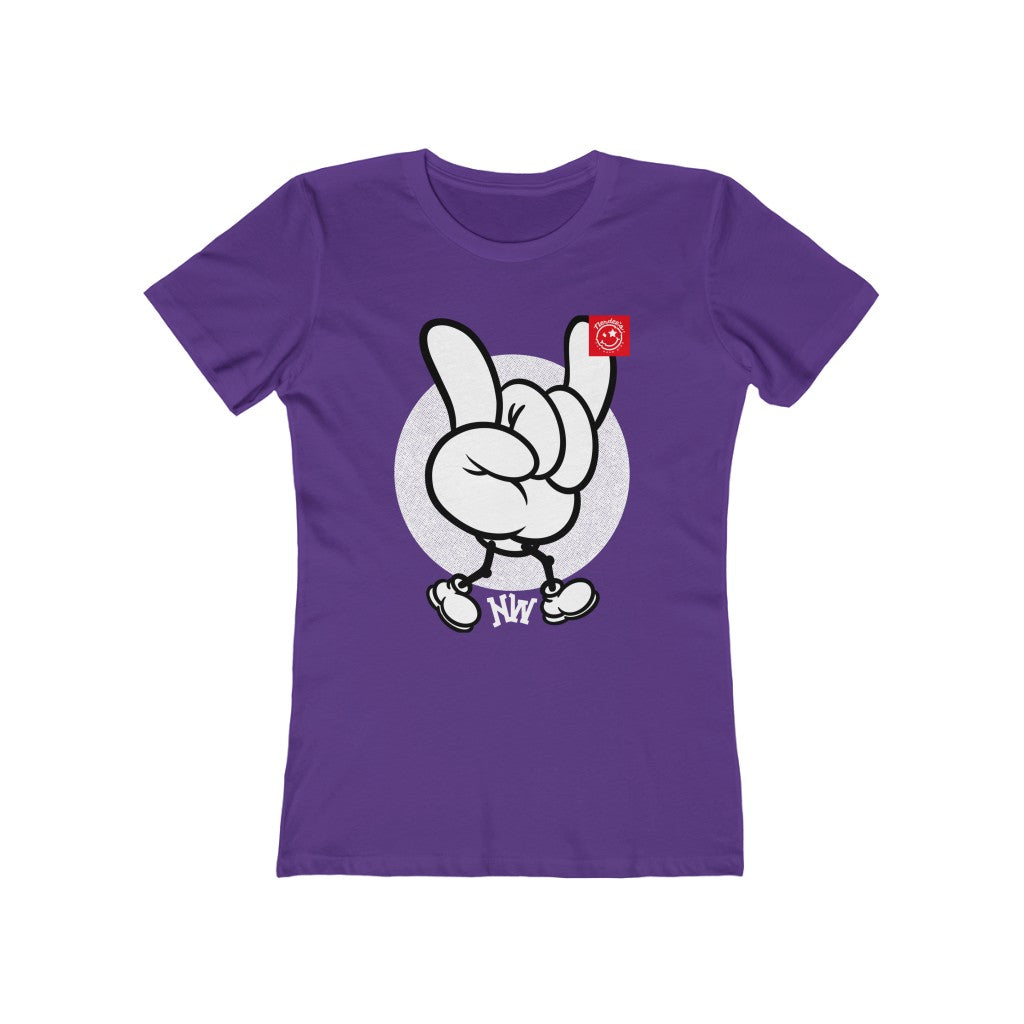 Nerdee's World Crew "NW Hand Sign" - Women's The Boyfriend Tee