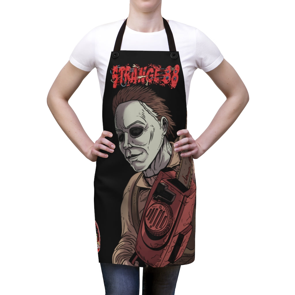 Strange 88 "Retro 80's Horror - Chainsaw" Butcher's Apron - Black