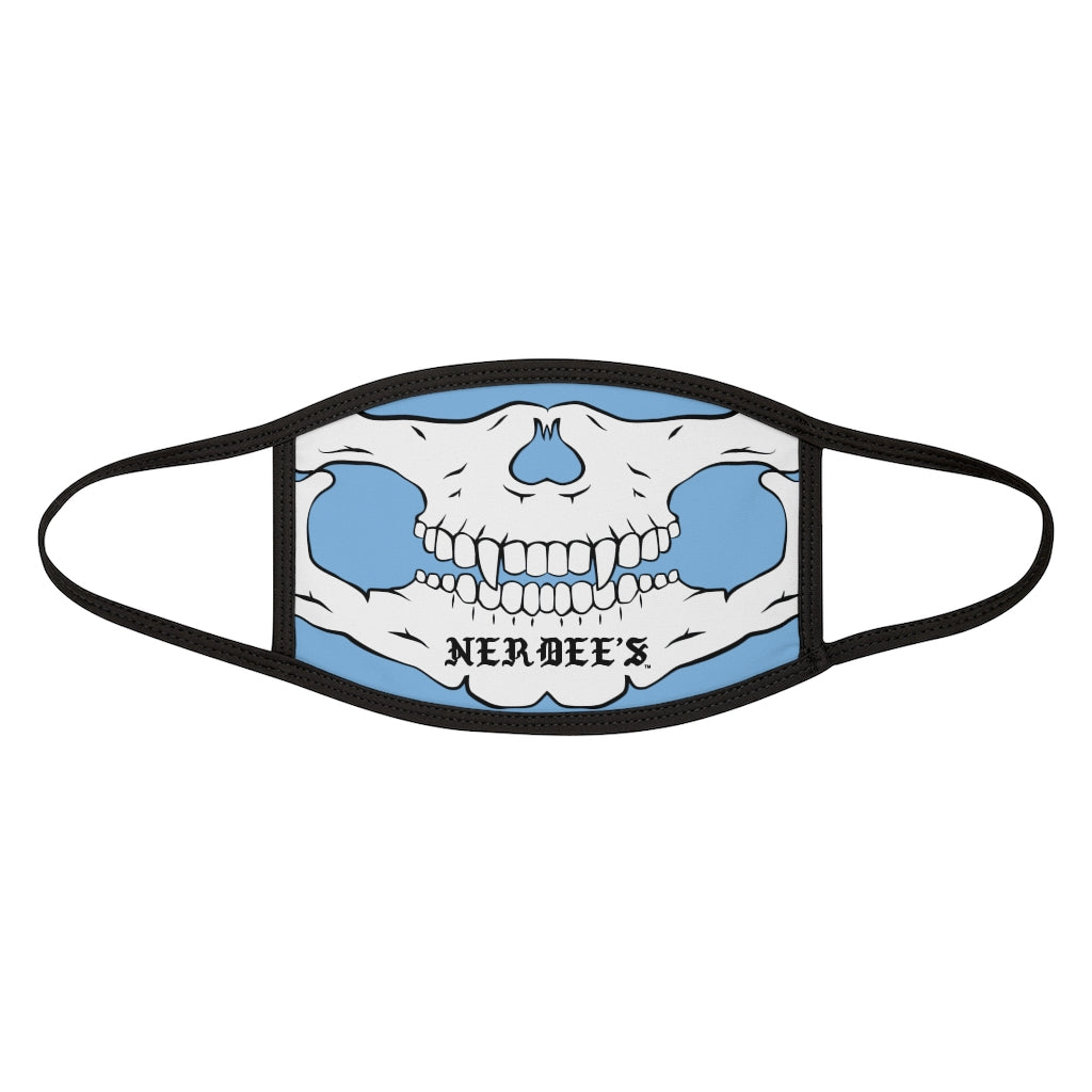 Nerdee's - "Skull Face" (WHT Design 02) - Mixed-Fabric Face Mask (Adult Large Fit) - Light Blue
