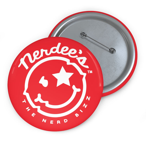 Nerdee's - The Nerd Bizz - Official  logo Collectible Pin Buttons - Red