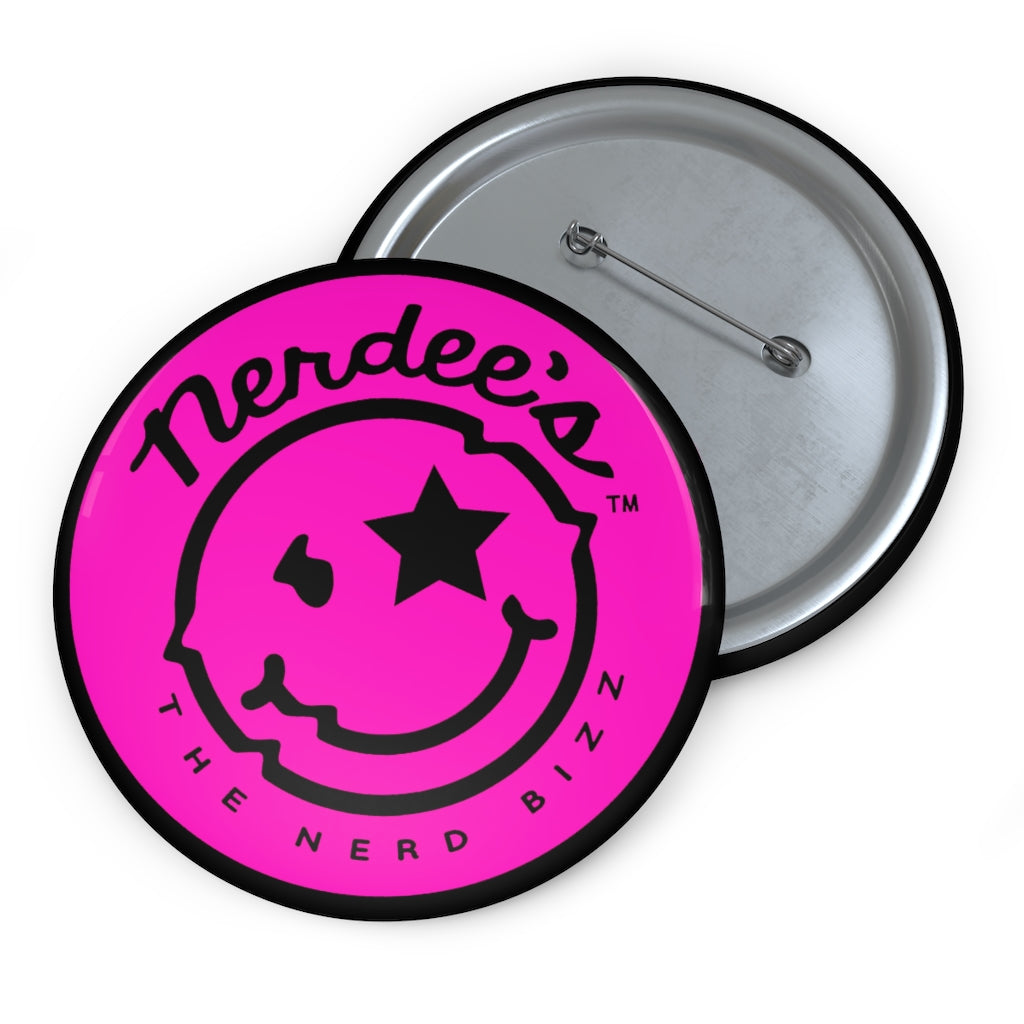 Nerdee's - The Nerd Bizz - Official  logo Collectible Pin Buttons - Black & Pink